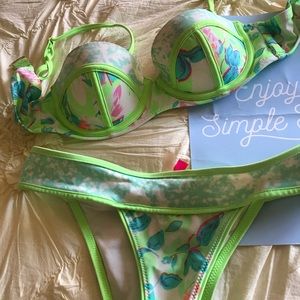 Victoria’s Secret green blue and pink bikini